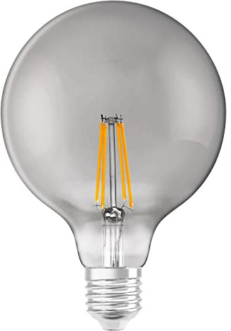 LEDVANCE Smarte LED-Lampe mit Wifi Technologie, Sockel E27, Dimmbar, Warmweiß (2500K), Globeform, Klares Filament im Rauchglas, Ersatz für herkömmliche 48W-Birnen, steuerbar mit Alexa, Google & App