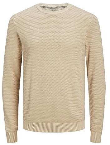 Jack & Jones Herren Jjeatlas Knit Crew Neck Noos Pullover, Oatmeal, S EU