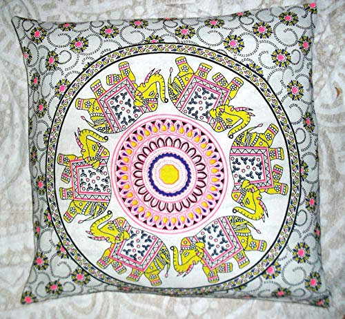 Kissenbezug Mandala Design Indian Pouf Pom Pom Outdoor Multicolor Square Pillow Cover Boho Pillow Shams Pet Bedding Wohnzimmer Dekorative Throw Kissenbezüge (10) (50)
