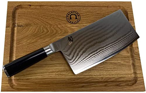 Kai Shun Classic Geschenkset | Chinakochmesser DM-0712 | ultrascharfes Kochmesser, 18 Klinge | + großes Schneidebrett aus Eiche, 30x22 cm | VK: 329,- €
