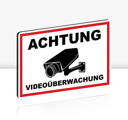 STROBO XXL Alu-Schild Achtung Videoüberwachung 40x30 cm UV-Schutz