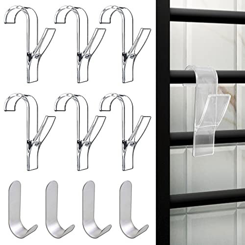Porta Asciugamani Bagno Con Ganci Scaldasalviette 6 Pezzi per Termosifone e Accappatoio - Accessori Termoarredo (Trasparente)
