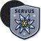 Klettpatch - Edelweiss Patch gestickt 51 x 60 mm/Klett-Patch Patches Abzeichen Stickerei mit Klett für Kleidung Rucksack Tasche/Tracht Loden Lederhose Dirndl Janker Filzhut/Club of Heroes (Grau)