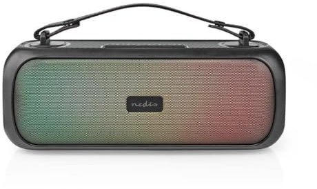Nedis Bluetooth® Party Boombox | 4.5 hrs | 2.0 | 30 W | Medienwiedergabe: AUX/USB | IPX5 | Verknüpfbar | Tragegriff | Partylicht | Schwarz