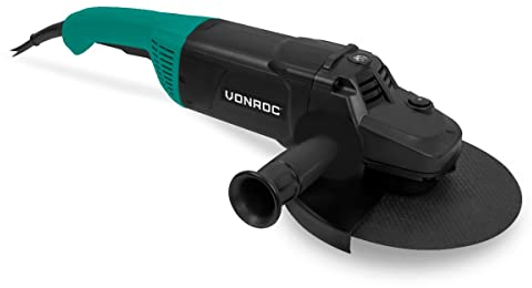 VONROC Smerigliatrice angolare PRO - 2600W - Ø230mm - avviamento graduale - adatta per pietra, cemento e acciaio - include impugnatura laterale - cavo in gomma da 3m - disco abrasivo non incluso