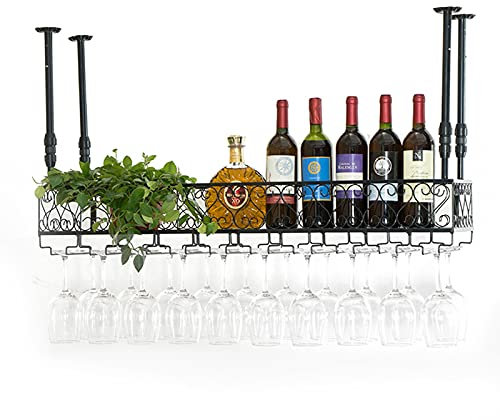 Casier à vin, Cave à vin en Fer forgé pour Restaurant, Porte-vin à Suspendre, Étagère de Rangement pour Le vin créative, Étagère, Support pour Organisateur de Cintre à vin réglable
