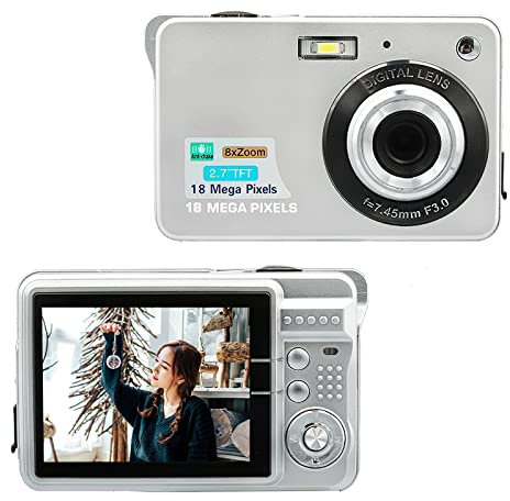 Andoer Portable 720P Digital Camera Video Camcorder 18MP Photo 8X Zoom Anti-shake 2.7 Inch Large TFT Screen Built-in Lithium Battery with Carry Bag USB Charging Cable for Kids Teens