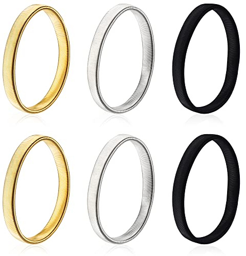 JSMTKJ 3 Paar Ärmelhalter, Anti Rutsch Hülsenhalter Strumpfbänder | Metall Elastisch Bracelet für Langarm Shirt Bluse Kleidung Zubehör (Silber, Gold, Schwarz)