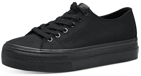 Tamaris Damen Sneaker Low Textil Vegan; BLACK UNI/schwarz; 36