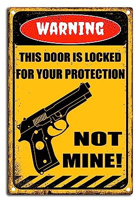 Retro-Warnschild aus Blech, lustiges dekoratives Schild, Vintage-Dekoration für Zuhause, Outdoor-Dekoration, This Door Is Locked For Your Protection Not Mine!, 20,3 x 30,5 cm Blechschild