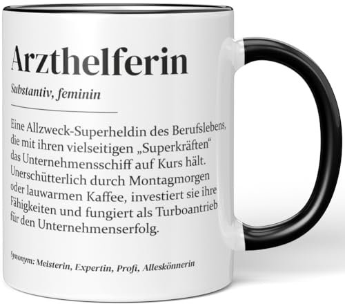 JUNIWORDS Tasse, Definition Arzthelferin, Schwarz (7204369)