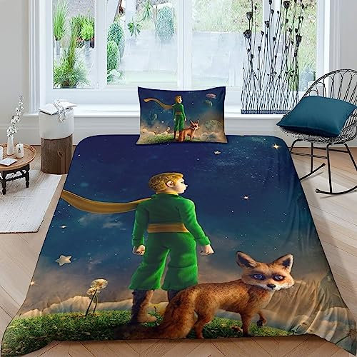 FGAITH 3D Bettbezug Der kleine Prinz Bettwäsche Mikrofaser Bettwäsche Set Bettbezüge Mit Reißverschluss Kissenbezüge Single(135x200cm)