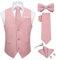 DiBanGu Herren-Anzugweste aus Leinen, legere Weste, Krawatte und vorgebundene Fliege, Set mit 6 Stück, einfarbig, für Hochzeit, Party, Pink, X-Large