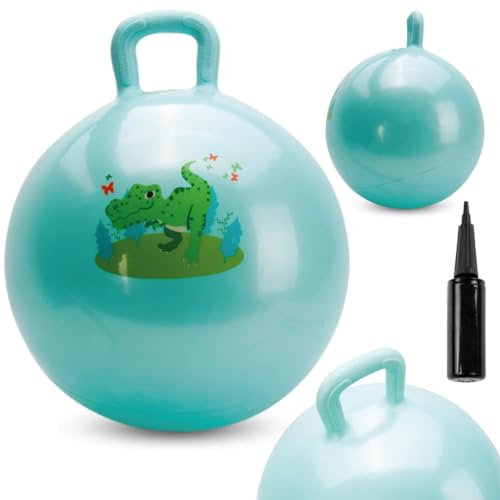 sun baby Hüpftiere ab 1 Jahr mit Pumpe aufblasbares Hüpfspielzeug aus Hochwertigem und Strapazierfähigem Gummi, Verschiedene Designs (Grün Gummiball)