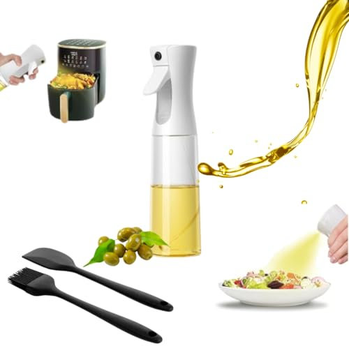 Pulverizador De Aceite Para Cocina, Pack Spray Pulverizador de Aceite Con Pincel y Espátula De Silicona, Pulverizador Vaporizador De Aceite en Spray, Ideal Para Freidoras De Aire y Cocina Saludable