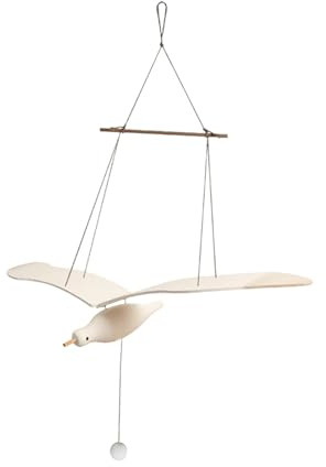 Gralara Möwen-Mobile, Möwen-Deckendekoration, schwebende Möwen-Tropfen aus Holz, für drinnen und draußen
