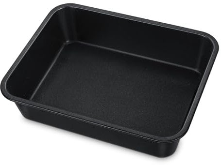 HaWare Deep Roasting Pan, Stainless Steel Rectangular Cake Tin, Nonstick Baking Pan for Lasagna Brownie Meat Bread, 32 x 25 x 8cm, Healthy & Non-Toxic, Rust Resistant- Black