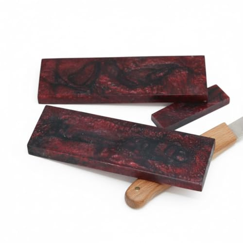 Resin Knife Scales Blank for DIY Crafts Knife Gun Handle Decoration, Exotic Knife Scales,Timber Handle Plate for Music Instruments (Burgundy)