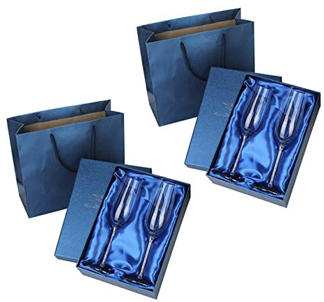 Daconovo - Juego de 4 vasos de boda personalizados con copas de champán, regalo de fiesta, cristalino, tostadora, vaso