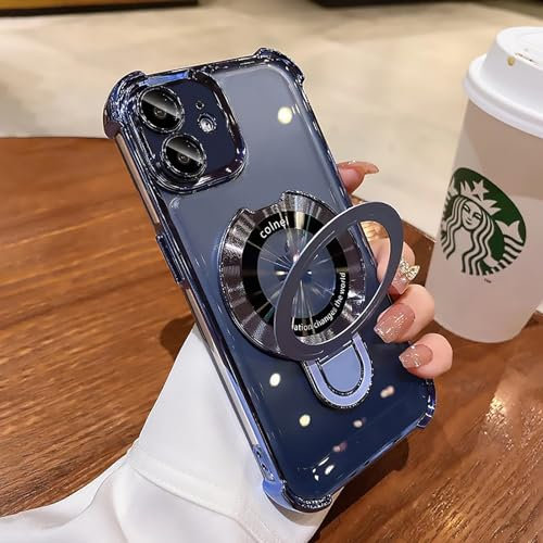 Uioeua for iPhone 11 Case with Magnetic Ring Stand,[Compatible with MagSafe] Four Corners Shockproof [Military Grade Drop Protection] Luxury Slim Kickstand Case for iPhone 11-Sky Blue