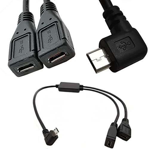 Cavo splitter e micro USB da 5 pin maschio a 2 femmina a sinistra, cavo dati 2 in 1, adattatore da maschio a 2 femmine