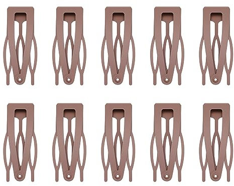 Etercycle 10 Stück Metall Haarspangen 5cm Barrette Haarspange für Damen Mädchen, Doppel Griff Haar Clips Haarhalter Basteln DIY Zubehör Snap Haarspangen (Braun)