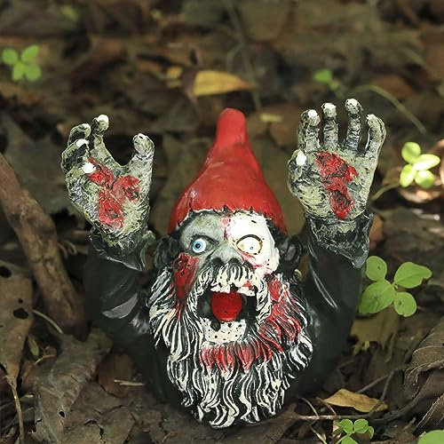BomKra Nain de Zombie Halloween Décoration Gothique Nain de Jardin Réaliste Statue de Cimetière en Résine Effrayant pour Extérieur, Jardin, Terrasse, Cour, Pelouse