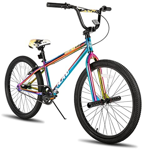 HILAND 24 Zoll BMX Fahrrad für Jungen und Mädchen, Freestyle BMX Fahrrad für Herren Damen Farbenfroh