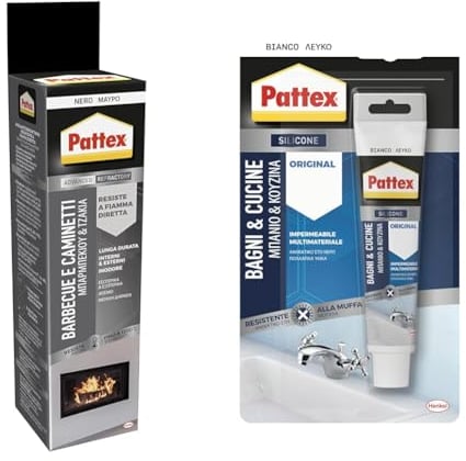 Pattex Sigillante Refrattario BBQ e Caminetti, Resistente alle Alte Temperature e al Calore, Silicone per Giunti, Caminetti, Barbecue, Stufe, Forni, Caldaie, Colore Nero, Tubo 80 ml