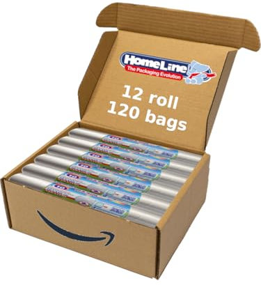 HOME LINE - 120 sacs poubelle 110 litres - 70 x 110 cm - Sacs avec attaches, anti-chute et ultra résistants | Sacs poubelle pour collecte séparée - Couleur transparente