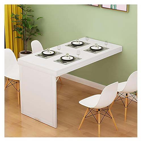 Klappbarer wandtisch, klappbar schwimmender wandtisch, wandklapptisch nimmt keinen platz ein, wandtisch aus massivem holz, klapptisch wand für home office garage garten waschküche(White,120*60cm)