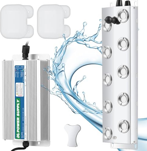 Mxmoonant Brumisateur ultrasonique 10 têtes 6.5L/H avec transformateur 400W, brumisateur d'eau Professionnel pour l'humidification, la décoration, la préservation et la Plantation