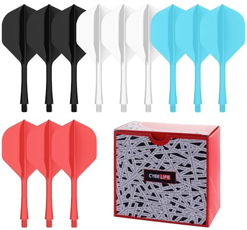 CyeeLife Integrated Dart Flights & Shafts, Dart Flight & Stems - 12 Pack, 2BA Thread | One-Piece Design for Enhanced Durability and Precision
