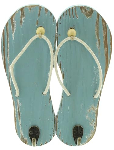 FRANK FLECHTWAREN Wandhaken Strandsandalen, Holz, Metall, Canvasschnur Maße: 20 x 27 cm