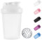 Protein Shaker Bottle 400ml with Stainless Steel Mixing Ball, Leakproof Flip On Lid, BPA- and DEHP- free, Odourless, Dishwasher Safe, Temperature Safe (White)