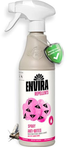 Envira Motten Abwehrspray 500 ml - Spray mit Langzeitiger Fernhaltewirkung gegen Motten, Kleidermotten & Lebensmittelmotten - Mottenschutz für Kleiderschrank - Schutz vor Motten in der Wohnung (PT19)