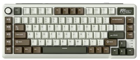 RK ROYAL KLUDGE Teclado mecánico F99, RGB, 2,4 GHz/BT/cable, interruptor beige, palmeras verdes