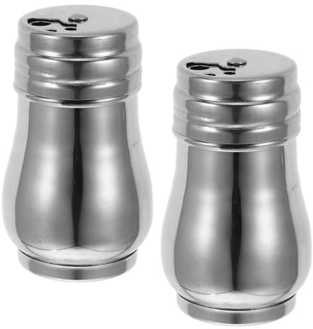 LOPUNER 2Piezas Saleros y Pimenteros Inoxidable con Tapa Dispensadores de Especias Giratorios para Cocina y Restaurantes