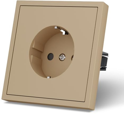 MVAVA Schuko Steckdose EU-Standard 1 Fach Unterputz Steckdose Einfache Installation 80mm*80mm Steckdosen 3-Draht Erforderlich Gold