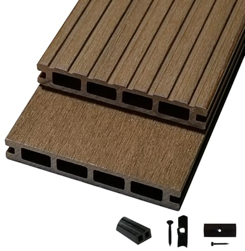 Woodstore24 Terrassendielen WPC Diele Komplettset WoodoRhodos (20 x 120 mm, Länge: 2,4 m) Braun (Braun, 30 m²)