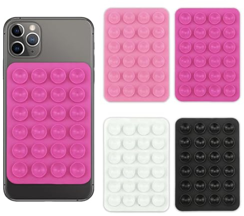 GNALIA Ventosa Móvil, 4 Unidades Colores Negro Blanco Rosa Fuerte Y Rosa Claro, Soporte Adhesivo Tamaño Estándar Para Selfies Y Videos