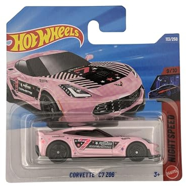 Hot Wheels - Corvette C7 Z06 - JJJ73 - Nightspeed 9/10 - Short Card - rosa - rosa - modello ufficiale - Mattel 2026 (113/250) - 1:64