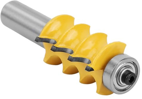 Zerodis Triple Bead Router Bit 1 2 Inch Shank Micro Carbide Cutter for Woodworking 3 1 4 Inch Length Anti Kickback Bearing Guided for Solid Wood MDF Plywood Users