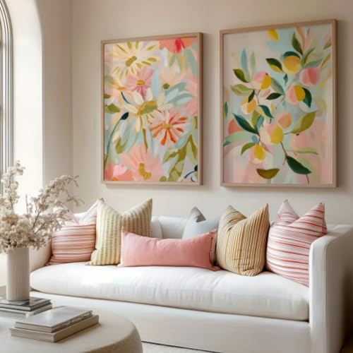 AQCQDQ 3er Poster Set Blume, Bunt Blumen Poster Schlafzimmer Wandbilder, Abstrakte Florale Leinwand Bilder, Stilvolle Aesthetic Deko Leinwand Bilder, Ohne Rahmen Wanddeko Poster (50x70 cm)