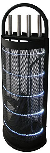 Kaminbesteck 4-teilig schwarz beschichtet mit LED-Beleuchtung weiß