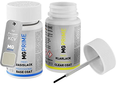 MG PRIME Peinture voiture kit de stylo retouche pour Peugeot KCV Or Blanc Nacre Metallic/Perlgold de base de vernis de 50ml par flacon