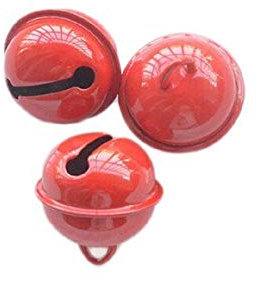 Yalulu 50 Stück 22MM Bunte Laute Jingle Bells Glöckchen Schellen für Weihnachten Pet Anhänger Schlüssel DIY Handwerk Handgemachte Accessoires Deko (Rot)