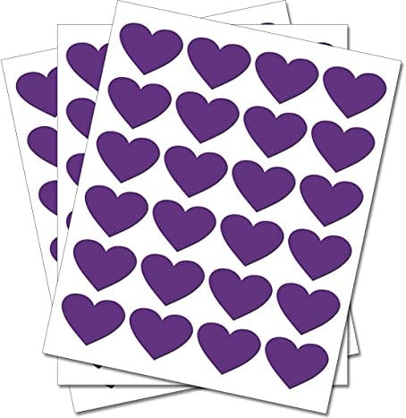 50 Purple Hearts - Removable Self Adhesive Waterproof Durable Vinyl Stickers - Digitally Cut to the sticker Shape - size 13mm