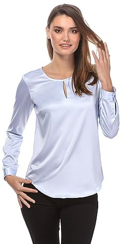 Vincenzo Boretti Blusa, Taglio Abbastanza Aderente, Scollo Rotondo Blu Ghiaccio S