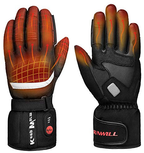 Sun Will Beheizte Handschuhe Wiederaufladbare Motorradhandschuhe wasserdichte Fahrradhandschuhe Damen Herren Handschuhe Winter FüR Skifahren, Jagen, Angeln, Raynaud-Krankheit, Arthritis XL